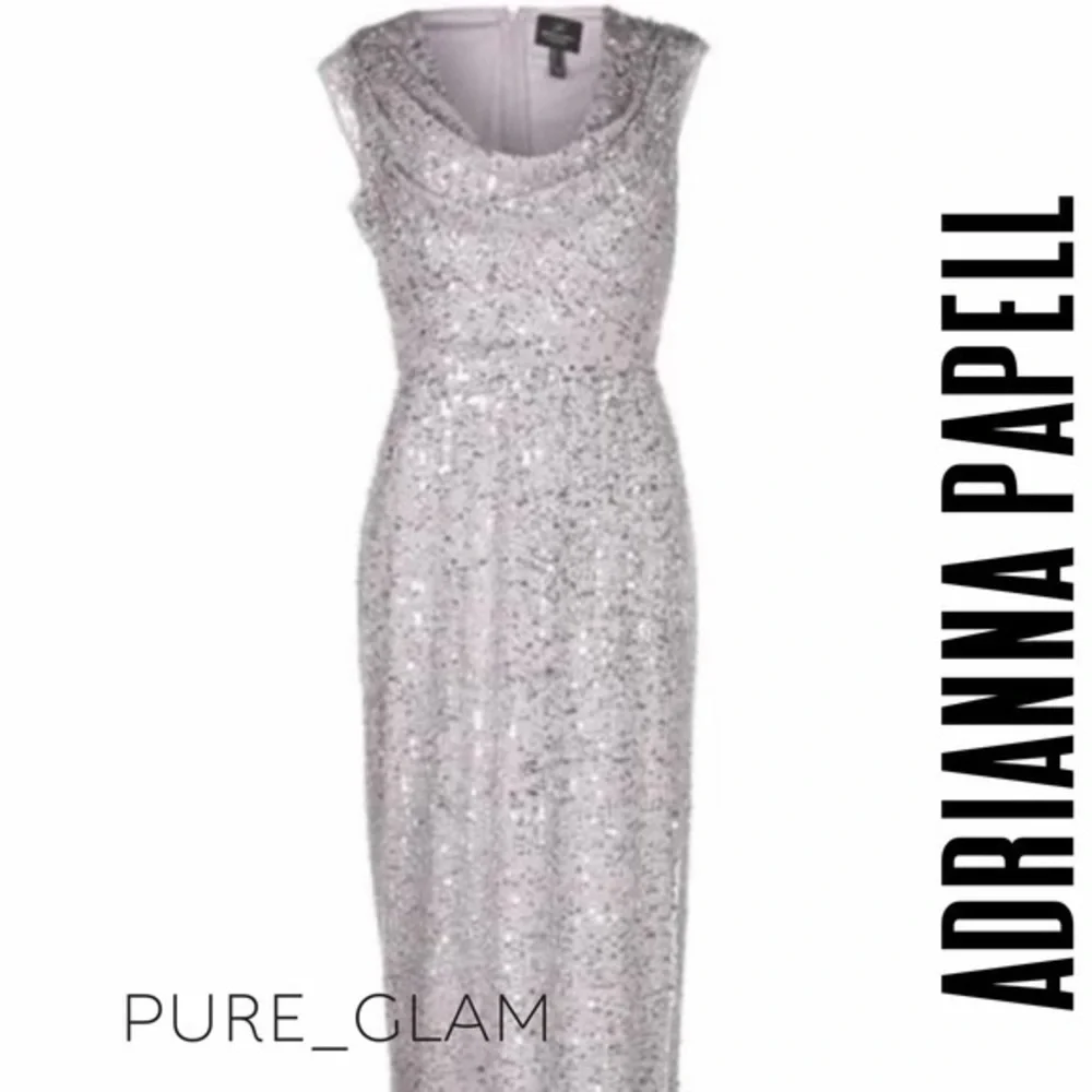 ADRIANNA PAPELL dress sequin gown cocktail wedding size 2
